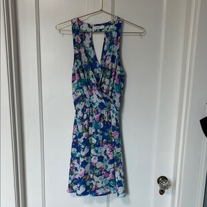 Lush Pink and Blue Ruched Dress